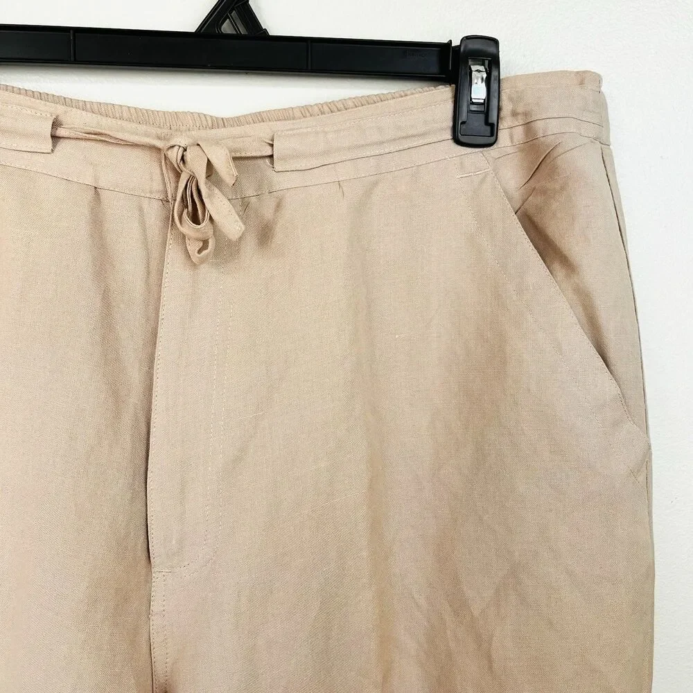 Mojito Collection Linen Blend Beige Pants 40x30 Drawstring Casual Resort Coastal
